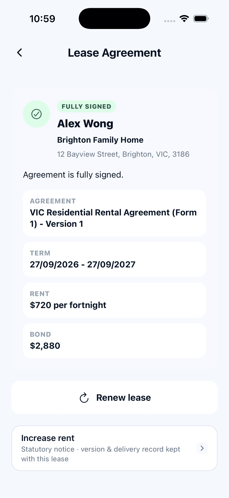 Rent Pilot screenshot — From draft to fully signed
